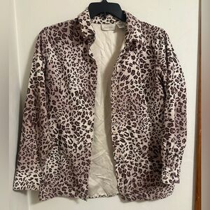 Studio Works Animal Print Faux Suede Button Down Size Small